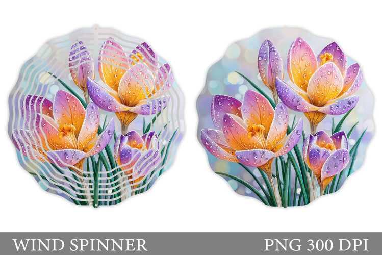 Crocus Wind Spinner Sublimation. Flowers Wind Spinner Design example image 1