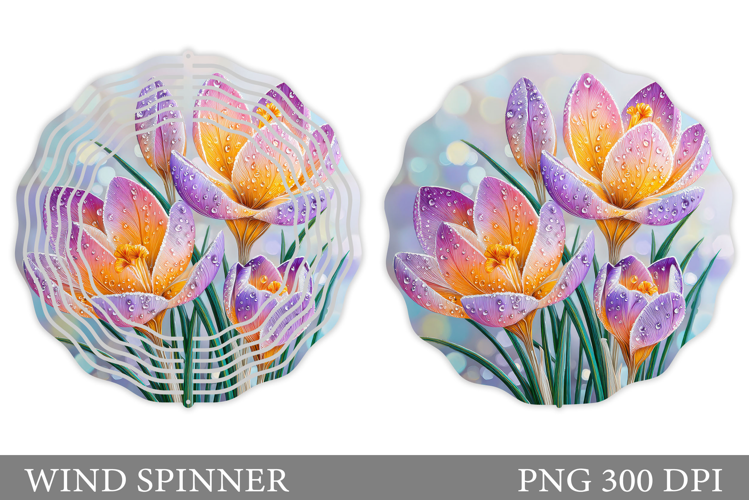 Crocus Wind Spinner Sublimation. Flowers Wind Spinner Design