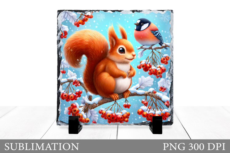 Christmas Squirrel Sublimation. Christmas Squirrel Slate