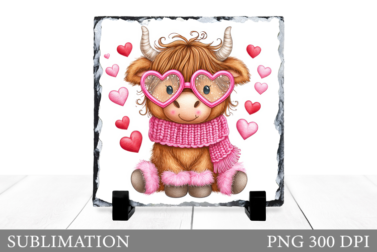 Valentines Cow Sublimation. Valentines Cow Slate Design