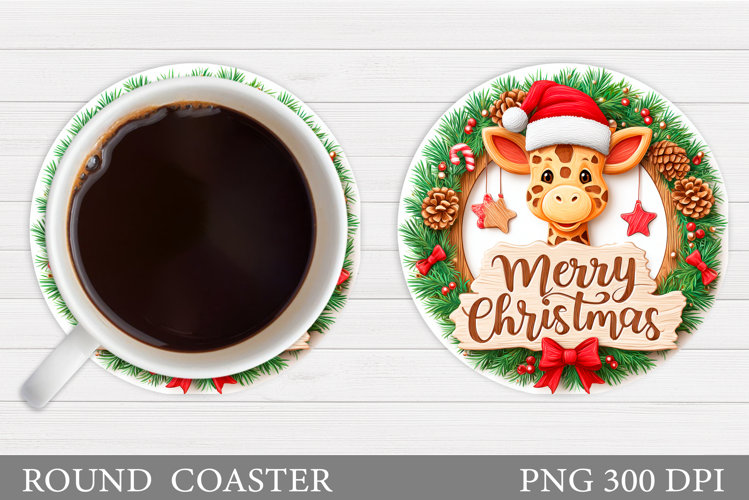 Christmas Giraffe Coaster. Christmas Coaster Sublimation