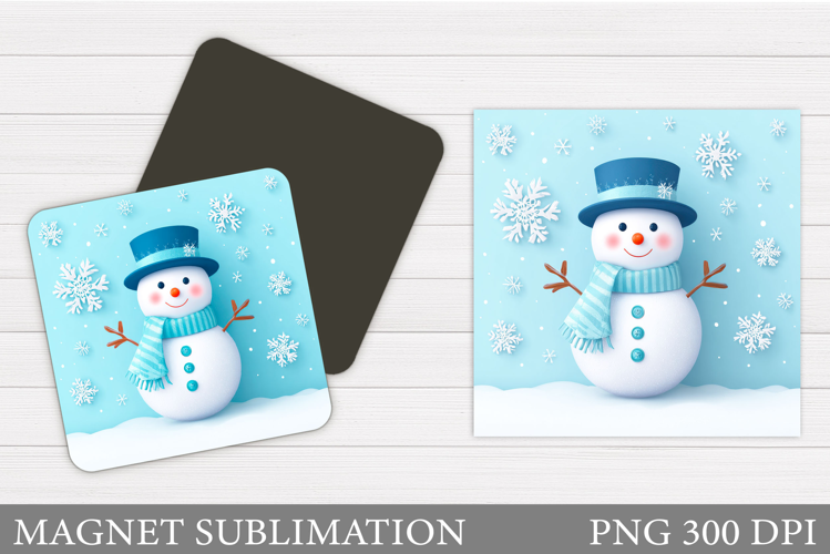 Snowman Magnet Sublimation. Christmas Magnet Design