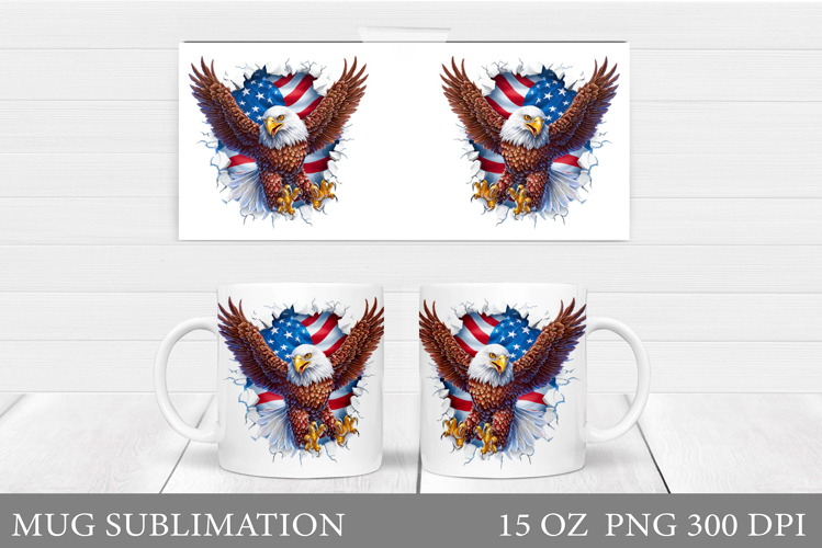 Patriotic Eagle Mug Design. Patriotic Eagle Sublimation