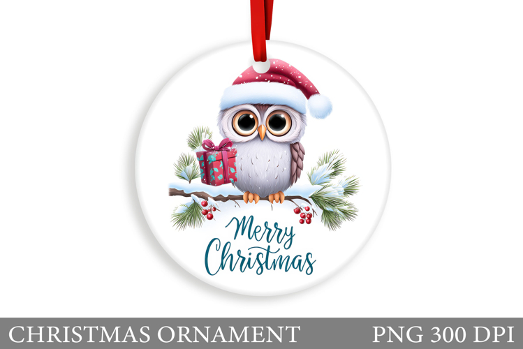 Christmas Owl Christmas Ornament. Christmas Owl Sublimation