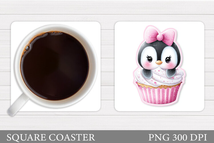 Christmas Penguin Coaster. Christmas Coaster Sublimation example image 1