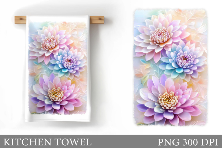 Flowers Kitchen Towel Design. Kitchen Towel Sublimation