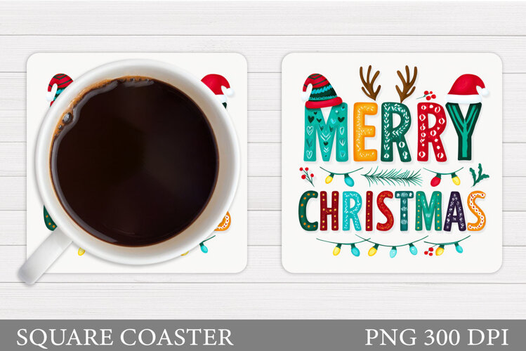 Christmas Tree Coaster Design. Merry Christmas Coaster example image 1
