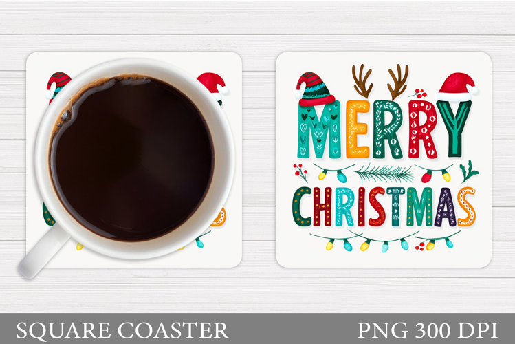Christmas Tree Coaster Design. Merry Christmas Coaster