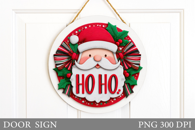 Santa Claus Door Sign Design. Christmas Snowman Door Sign