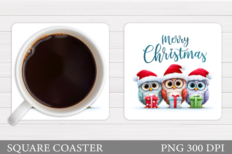 Christmas Owl Coaster Design. Christmas Coaster Sublimation
