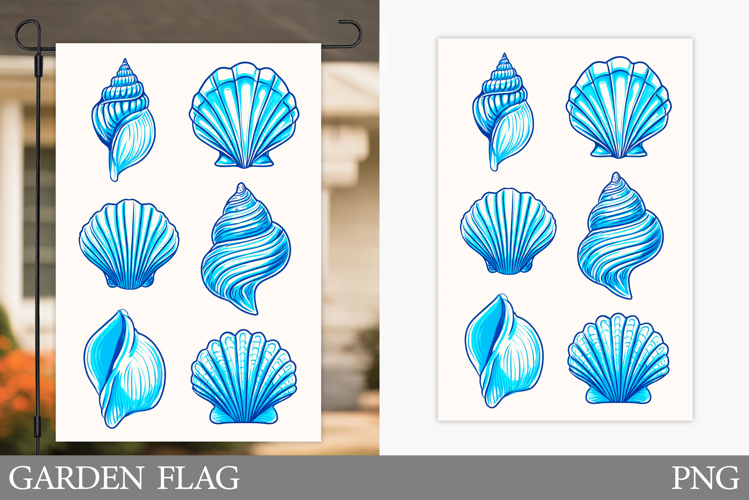 Seashell Garden Flag Design. Sea Garden Flag Sublimation