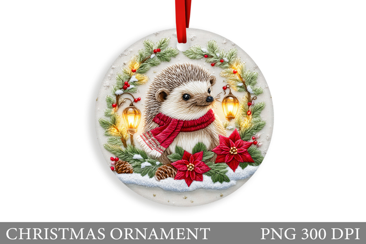 Cute Hedgehog Christmas Ornament. Cute Hedgehog Sublimation