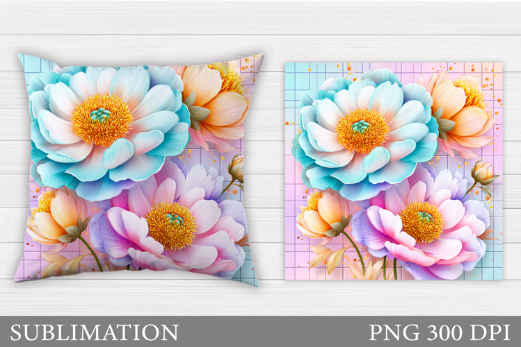 Flowers Pillow Design. Floral Pillow Sublimation