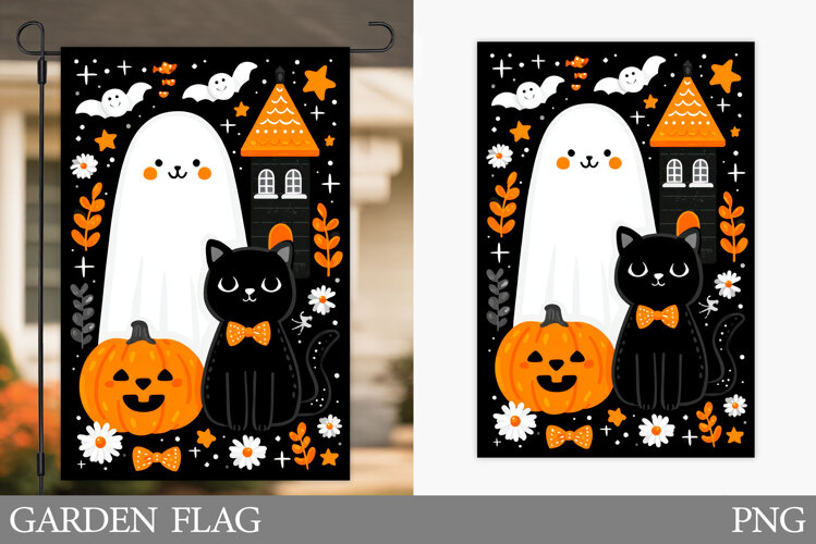 Halloween Garden Flag Design. Halloween Sublimation example image 1