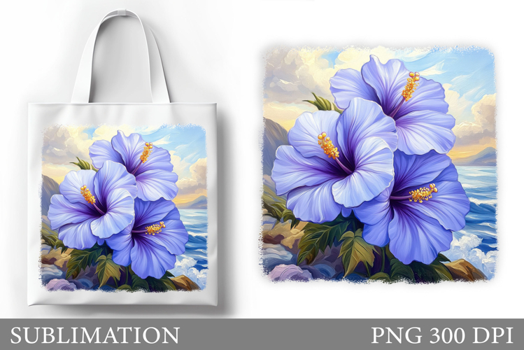 Hibiscus Tote Bag Design. Sea Tote Bag Sublimation