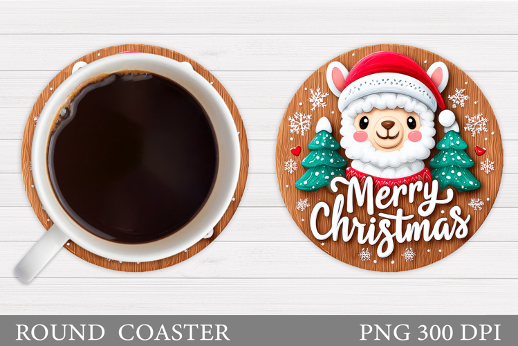 Christmas Lama Coaster Design. Christmas Coaster Sublimation