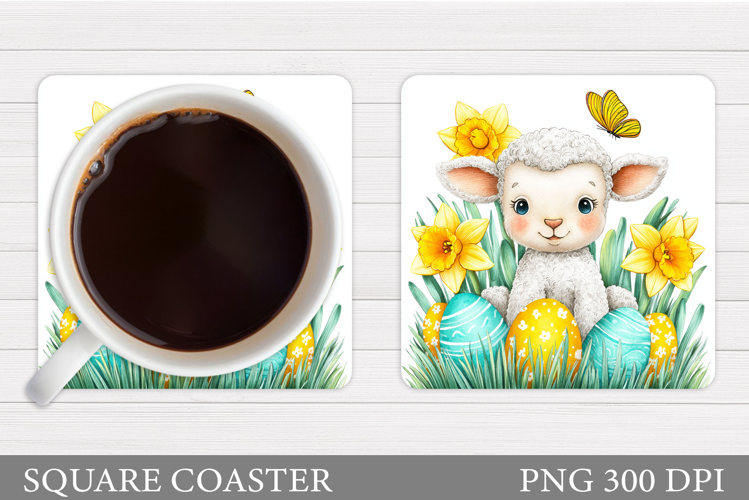 Easter Lamb Coaster Design. Easter Coaster Sublimation