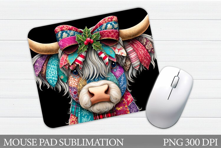 Christmas Cow Mouse Pad. Christmas Mouse Pad Sublimation example image 1