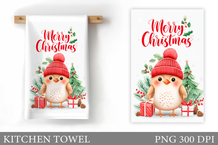 Christmas Bird Kitchen Towel. Christmas Kitchen Towel Design