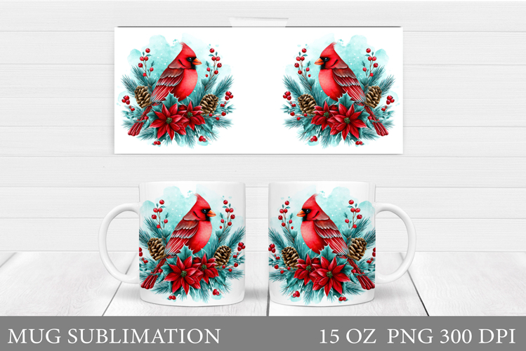 Cardinal Mug Design. Christmas Mug Sublimation