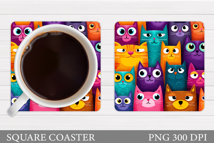 Cats Coaster Design. Cute Cats Sublimation