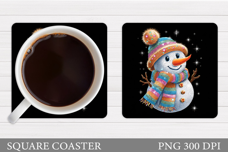 Sparkling Snowman Coaster. Christmas Coaster Sublimation