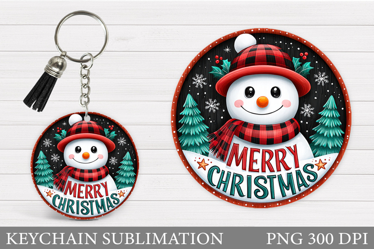 Cute Snowman Keychain Design. Christmas Keychain Sublimation