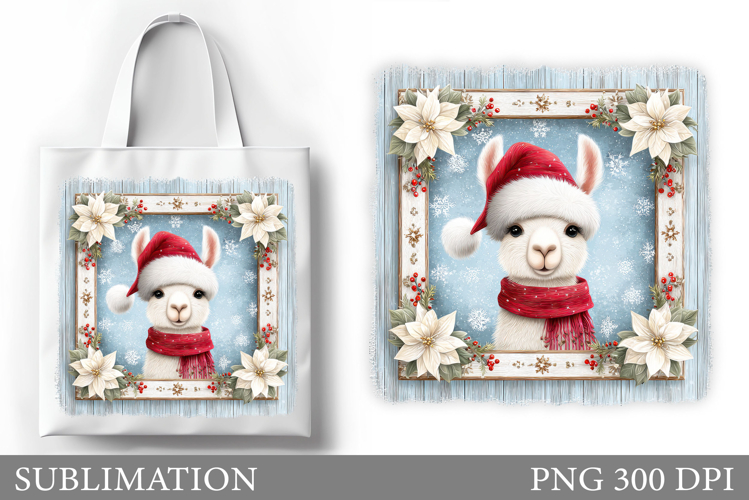 Christmas Lama Tote Bag. Christmas Tote Bag Sublimation