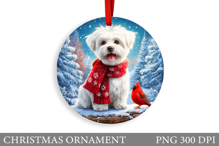 Cute Dog Christmas Ornament. Winter Dog Christmas Ornament