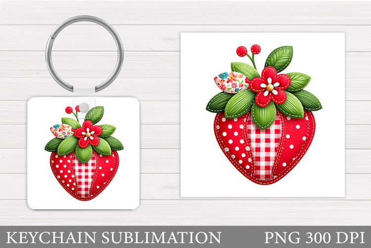 Strawberry Keychain Design. Berries Keychain Sublimation example image 1