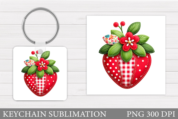 Strawberry Keychain Design. Berries Keychain Sublimation