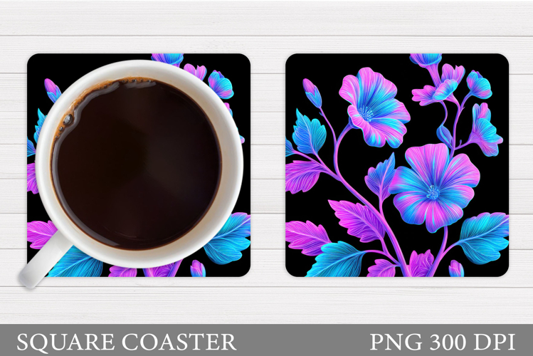 Floral Coaster Design. Flowers Coaster Sublimation