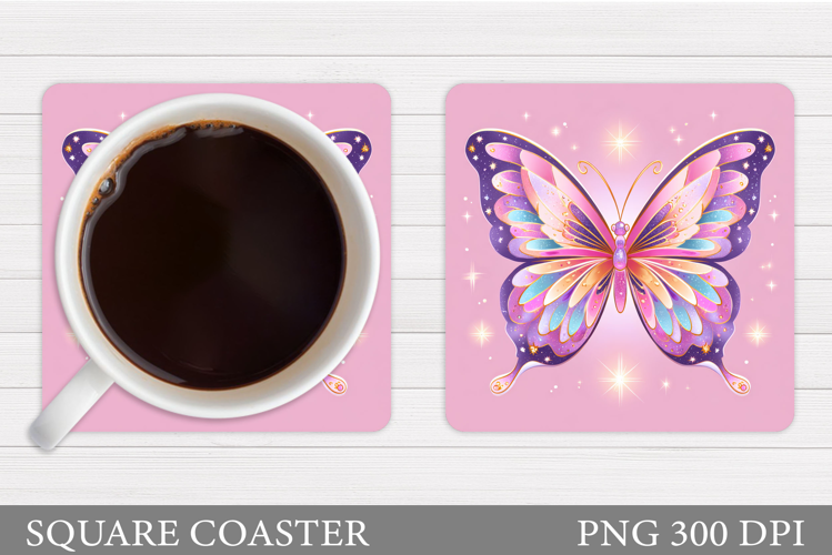 Butterfly Coaster Sublimation. Butterfly Square Coaster