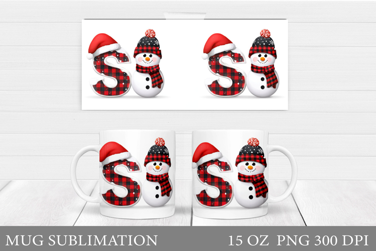 Christmas Letter S Sublimation. Christmas Mug Design