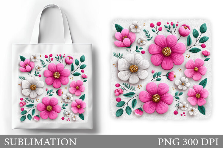 Flowers Tote Bag Sublimation. Flowers Sublimation example image 1