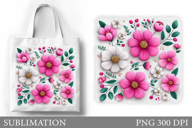 Flowers Tote Bag Sublimation. Flowers Sublimation