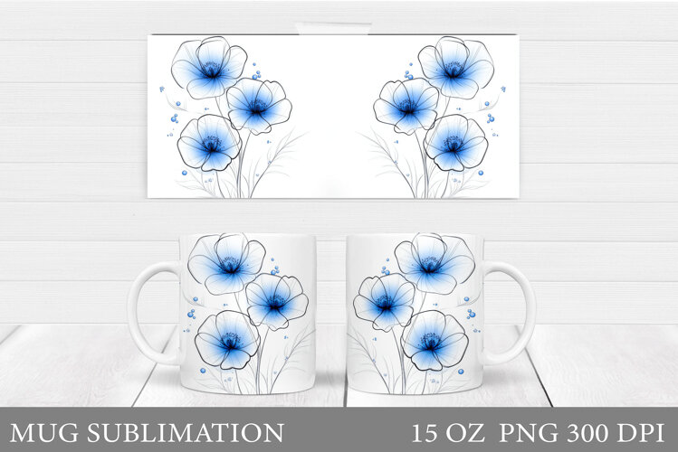 Floral Mug Sublimation. Flowers Mug Wrap Design example image 1