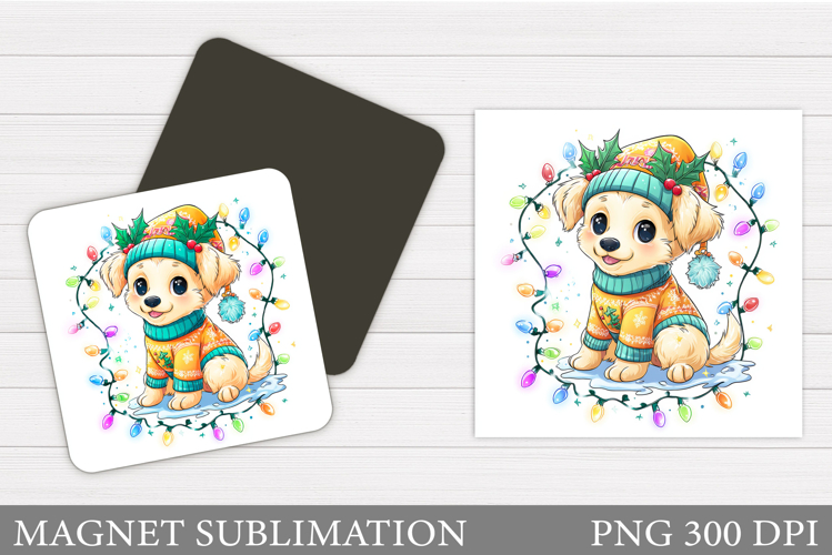 Christmas Dog Magnet Design. Christmas Magnet Sublimation