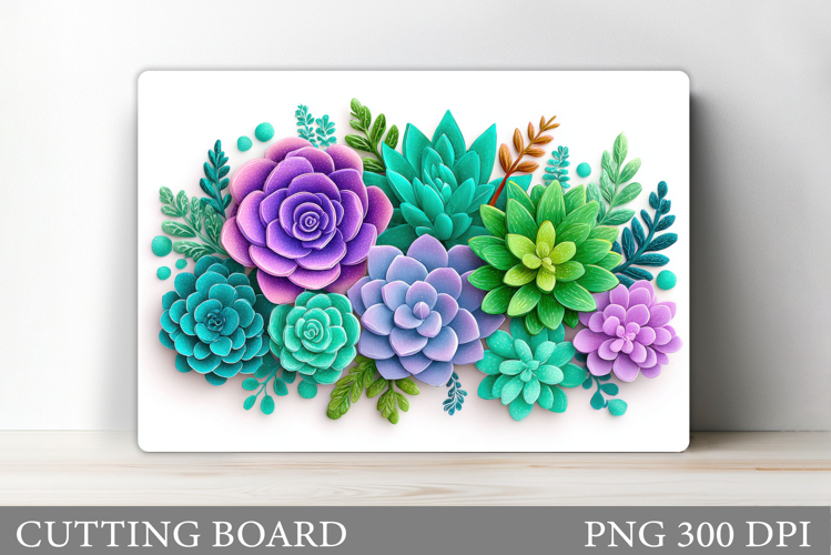 Succulents Cutting Board. Plants Cutting Board Sublimation example image 1
