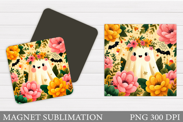 Cute Ghost Magnet Design. Halloween Magnet Sublimation