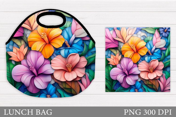 Floral Lunch Bag Sublimation. Flowers Lunch Bag Design