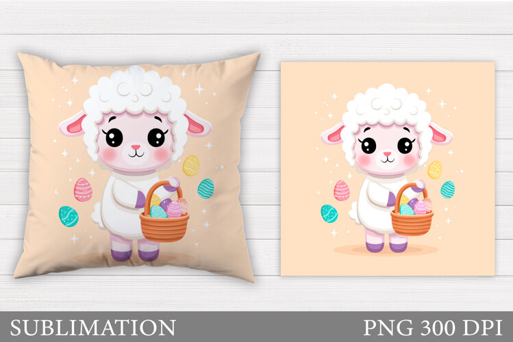 Easter Lamb Pillow Design. Easter Pillow Sublimation example image 1