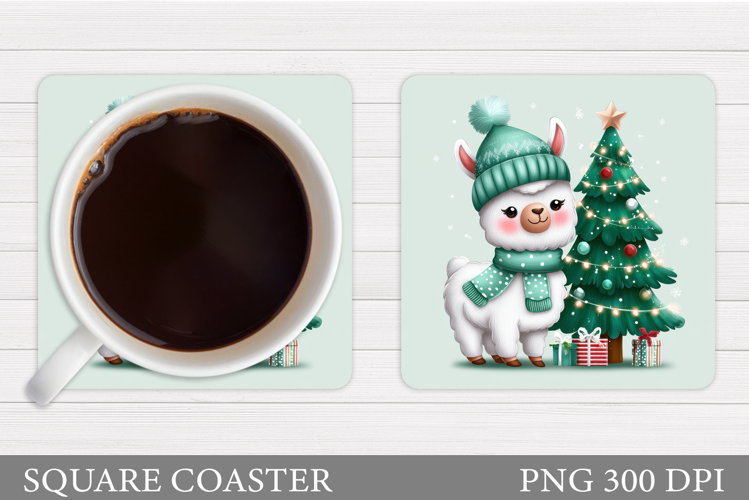 Christmas Lama Coaster Design. Christmas Coaster Sublimation