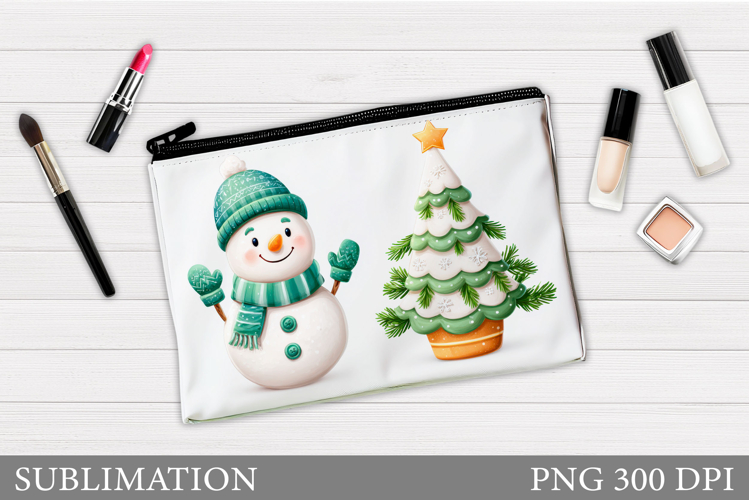 Snowman Cosmetics Bag. Christmas Makeup Bag Sublimation