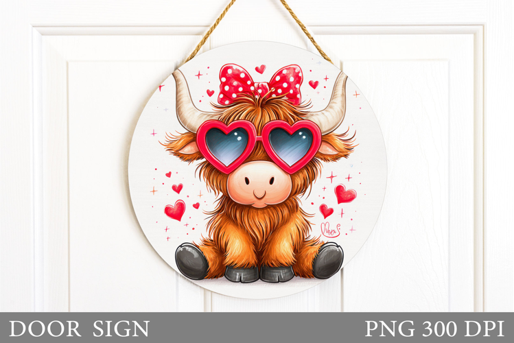Valentines Cow Door Sign. Valentines Door Sign Sublimation