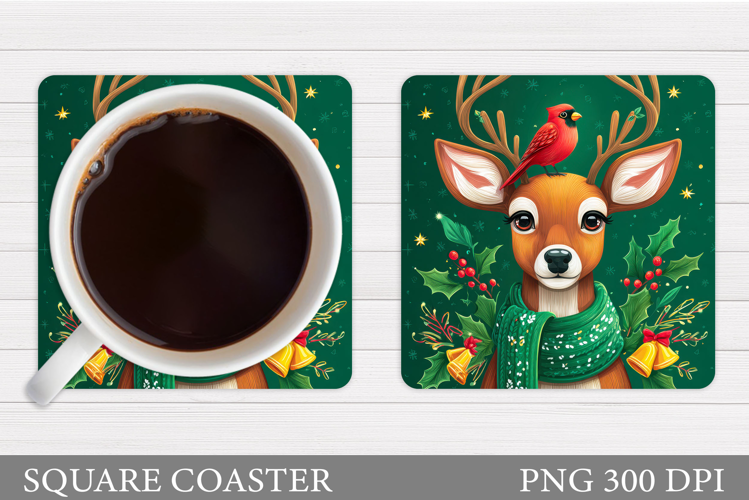 Reindeer Coaster Design. Christmas Coaster Sublimation