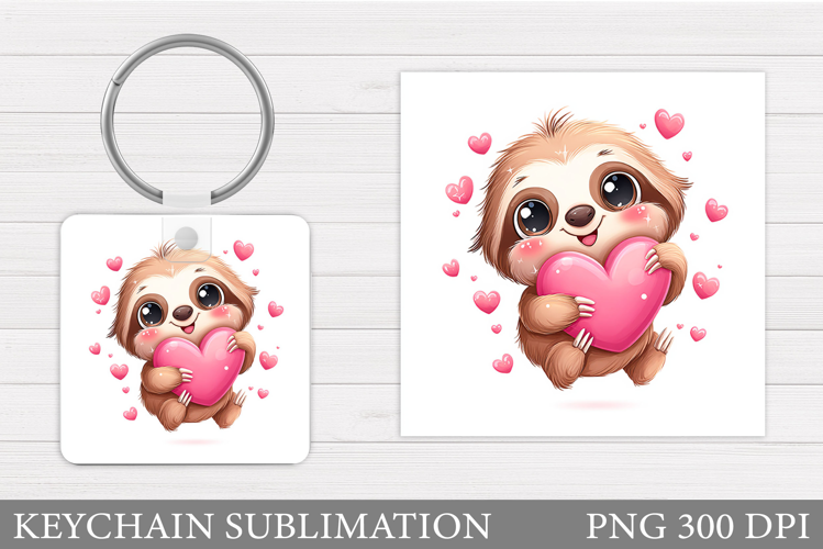 Valentines Sloth Keychain. Valentine Keychain Design