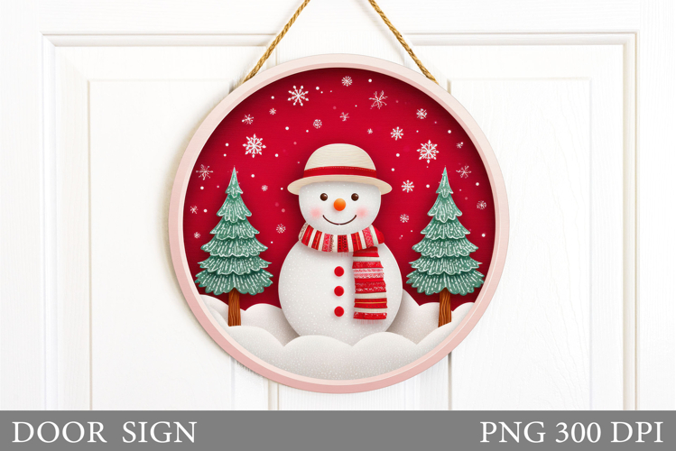 Cute Snowman Door Sign. Christmas Door Sign Sublimation