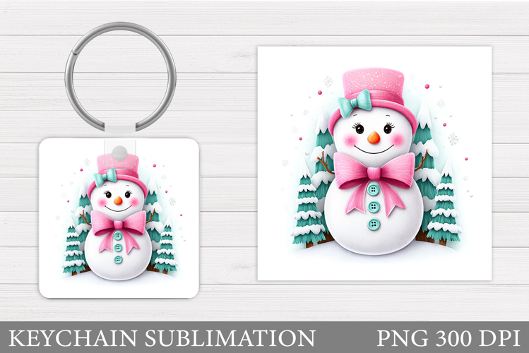 Cute Snowman Keychain Sublimation. Christmas Keychain Design