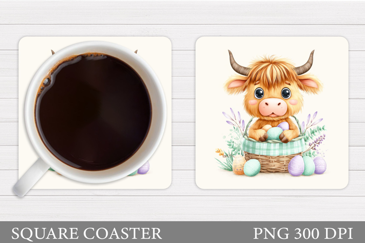 Easter Cow Coaster Design. Easter Cow Sublimation